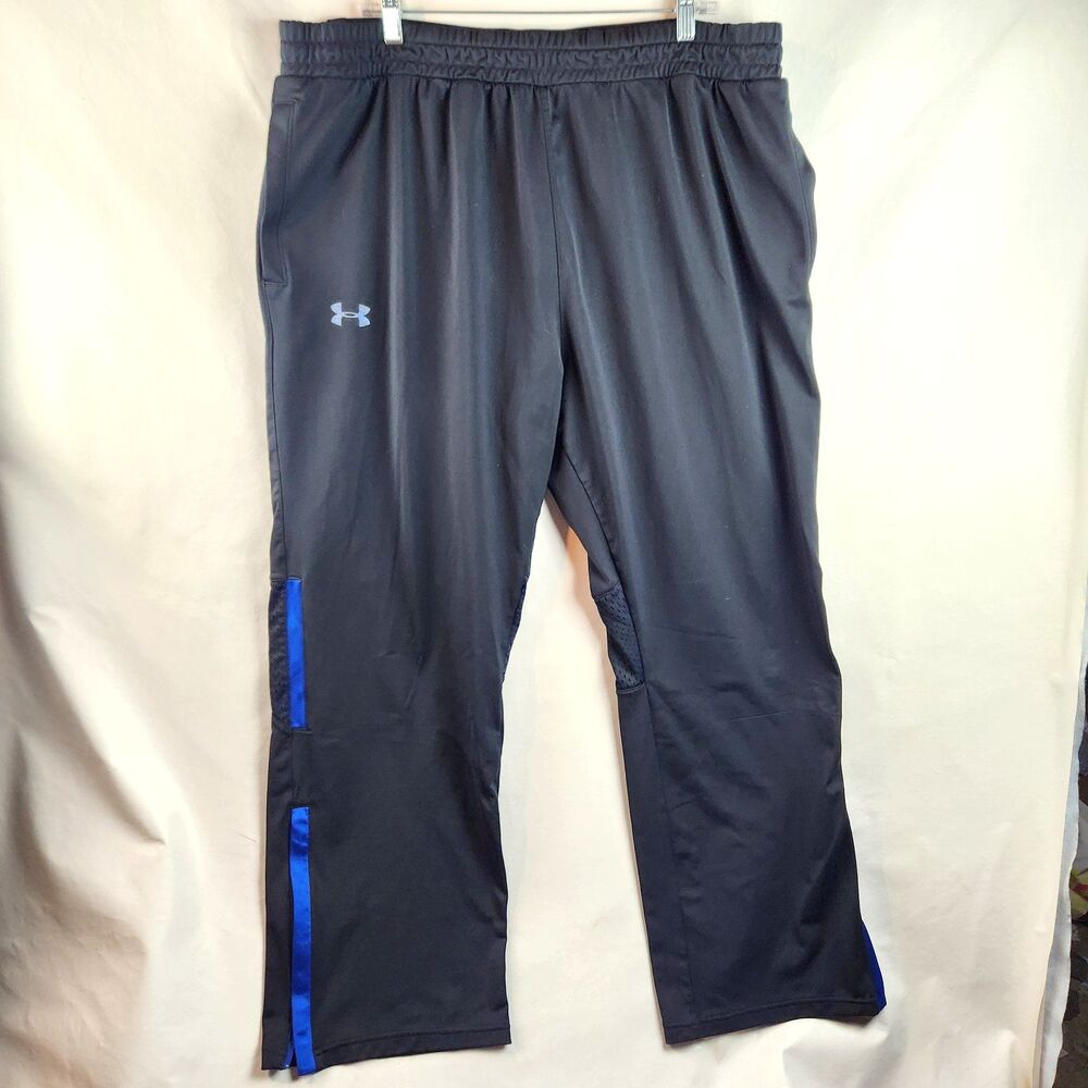 Under Armour Pants Mens 2XL Black Blue Loose Activewear Warm Up Work Out Track